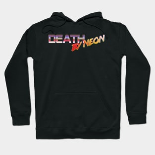 Death By Neon Logo Design - Official Product Color 8 - cinematic synthwave / horror / berlin school / retrowave / dreamwave t-shirt Hoodie